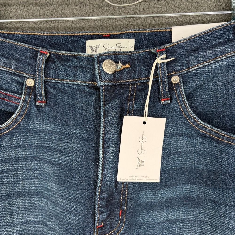 Jessica Simpson Women High Rise Wide Leg Cuffed Jeans Dark Wash Size 6 NWT - Picture 2 of 8